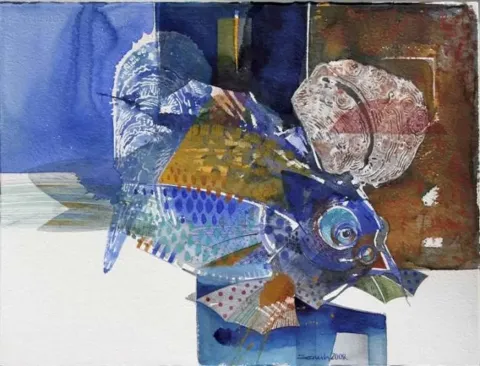 "Pinalı Kabuklu" eseri SEMİH KAPLAN tarafından 2008 yılında 56x76 cm ölçülerinde Kağıt üzeri sulu boya tekniği ile yapılmıştır.