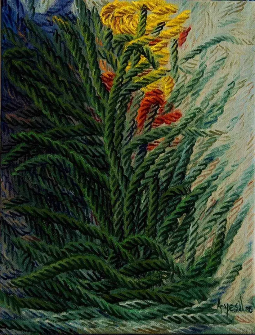 yakınlaştır "Görsel Dokunuşlar-VII" eseri AHMET YEŞİL tarafından 2007 yılında 35x27 cm ölçülerinde Tuval üzeri yağlı boya tekniği ile yapılmıştır.
