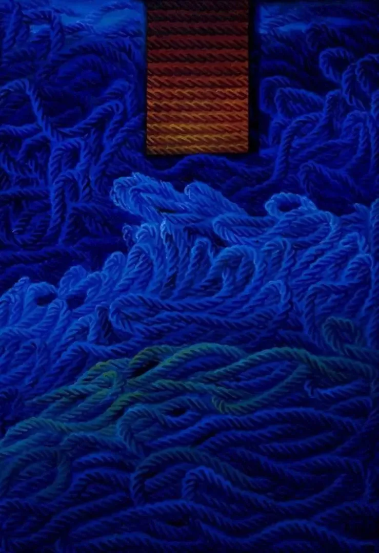 yakınlaştır "Mavi Üzerine Notlar-V" eseri AHMET YEŞİL tarafından 2007 yılında 65x45 cm ölçülerinde Tuval üzeri yağlı boya tekniği ile yapılmıştır.