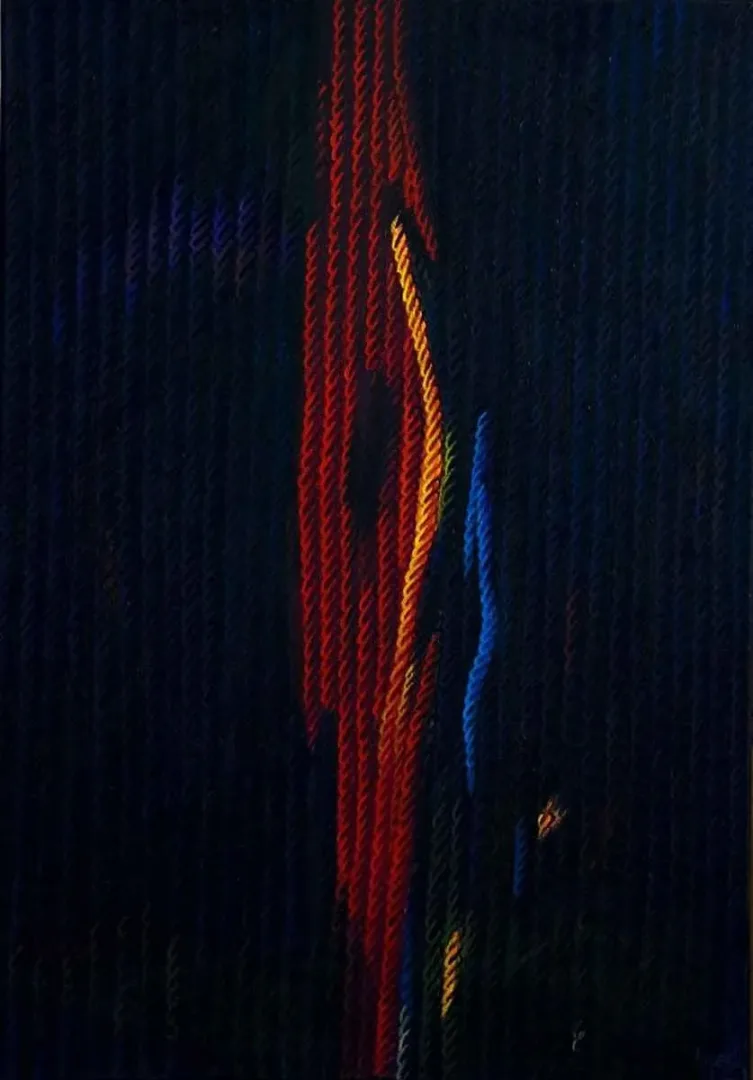 "Görsel Dokunuşlar-X" eseri AHMET YEŞİL tarafından 2009 yılında 90x70 cm ölçülerinde Tuval üzeri yağlı boya tekniği ile yapılmıştır.