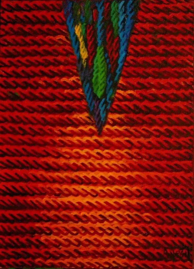 "Görsel Dokunuşlar-V" eseri AHMET YEŞİL tarafından 2007 yılında 33x24 cm ölçülerinde Tuval üzeri yağlı boya tekniği ile yapılmıştır.
