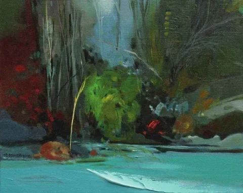 "Soyutlama" eseri HAKAN ESMER tarafından 2010 yılında 24x30 cm ölçülerinde Tuval üzeri yağlı boya tekniği ile yapılmıştır.