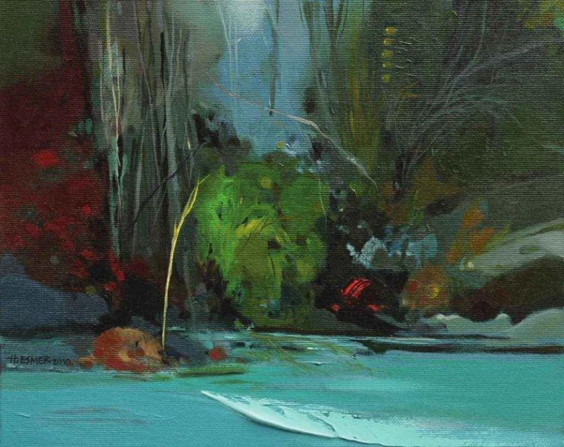 "Soyutlama" eseri HAKAN ESMER tarafından 2010 yılında 24x30 cm ölçülerinde Tuval üzeri yağlı boya tekniği ile yapılmıştır.