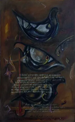 "isimsiz" eseri HALİL COŞKUN tarafından 2010 yılında 81x51 cm ölçülerinde Tuval üzeri yağlı boya tekniği ile yapılmıştır.