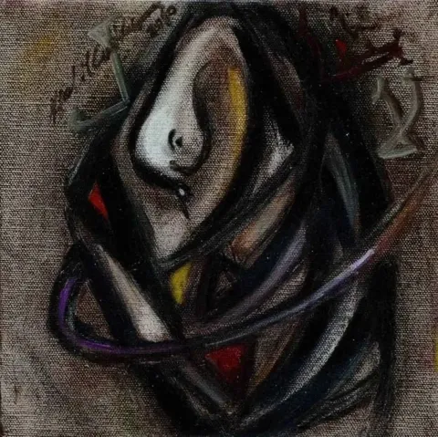 "isimsiz" eseri HALİL COŞKUN tarafından 2010 yılında 20x20 cm ölçülerinde Tuval üzeri yağlı boya tekniği ile yapılmıştır.