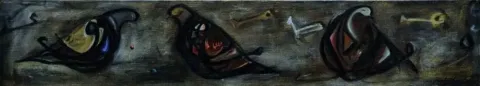 "isimsiz" eseri HALİL COŞKUN tarafından 2010 yılında 22x120 cm ölçülerinde Tuval üzeri yağlı boya tekniği ile yapılmıştır.