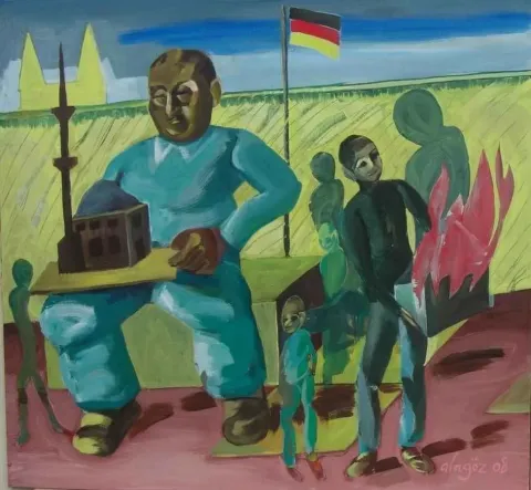 MEHMET ALAGÖZ — “Duvar dibi”, 2008 "Duvar dibi" eseri MEHMET ALAGÖZ tarafından 2008 yılında 120x130 cm ölçülerinde Tuval üzeri yağlı boya tekniği ile yapılmıştır.