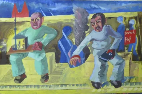 MEHMET ALAGÖZ — “Duvar dibi”, 2009 "Duvar dibi" eseri MEHMET ALAGÖZ tarafından 2009 yılında 120x180 cm ölçülerinde Tuval üzeri yağlı boya tekniği ile yapılmıştır.
