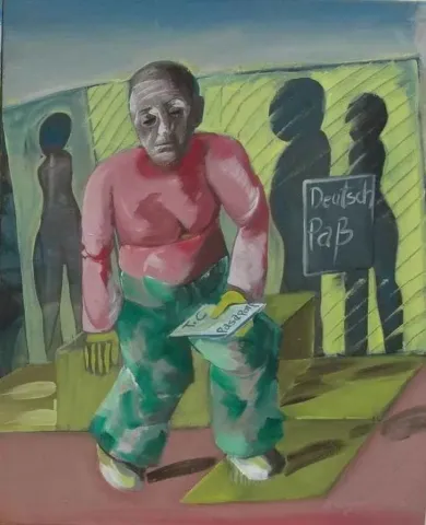 MEHMET ALAGÖZ — “Pasaport”, 2008 "Pasaport" eseri MEHMET ALAGÖZ tarafından 2008 yılında 100x120 cm ölçülerinde Tuval üzeri yağlı boya tekniği ile yapılmıştır.