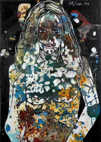"isimsiz" eseri MEHMET DEDE tarafından 2010 yılında 70x30 cm ölçülerinde Tuval üzeri karışık teknik tekniği ile yapılmıştır.