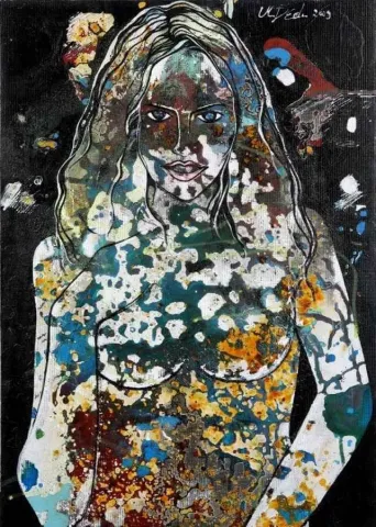 "isimsiz" eseri MEHMET DEDE tarafından 2010 yılında 70x30 cm ölçülerinde Tuval üzeri karışık teknik tekniği ile yapılmıştır.