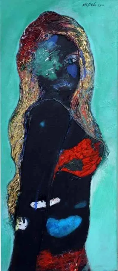 "isimsiz" eseri MEHMET DEDE tarafından 2009 yılında 100x48 cm ölçülerinde Tuval üzeri karışık teknik tekniği ile yapılmıştır.