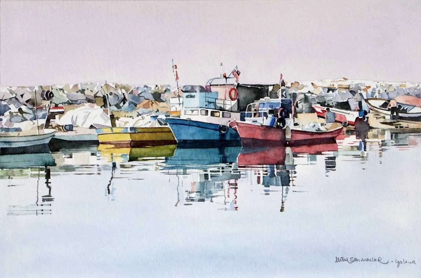 "isimsiz" eseri METİN SÖNMEZLER tarafından 2010 yılında 29x44 cm ölçülerinde Kağıt üzeri sulu boya tekniği ile yapılmıştır.