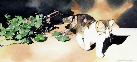 METİN SÖNMEZLER — “isimsiz”, 2010 "isimsiz" eseri METİN SÖNMEZLER tarafından 2010 yılında 14x30 cm ölçülerinde Kağıt üzeri sulu boya tekniği ile yapılmıştır.