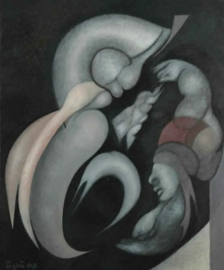 yakınlaştır "Figür" eseri NECMETTİN ÖZLÜ tarafından 2002 yılında 73x60 cm ölçülerinde Tuval üzeri yağlı boya tekniği ile yapılmıştır.
