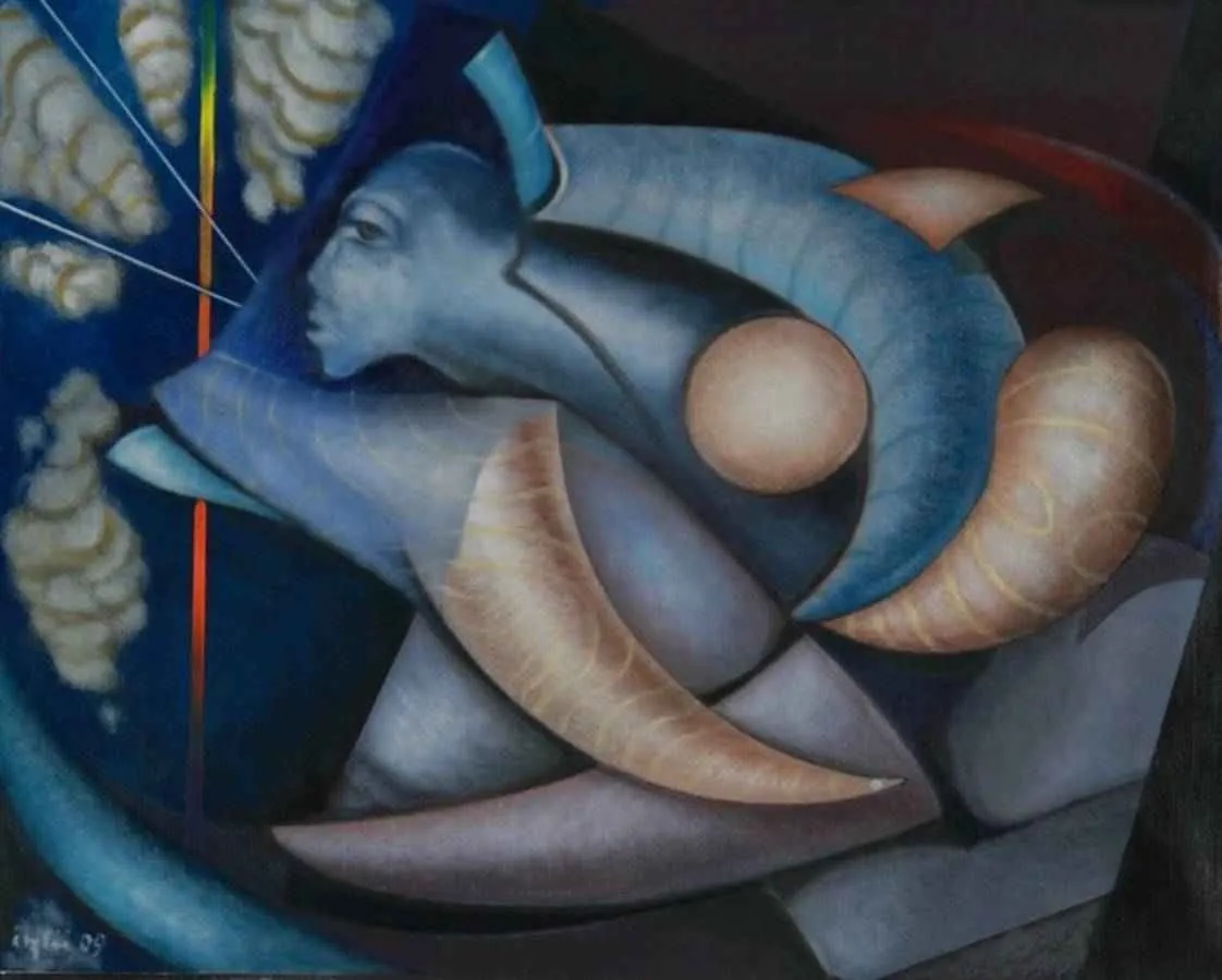 "Mavi Düş" eseri NECMETTİN ÖZLÜ tarafından 2009 yılında 61x49 cm ölçülerinde Tuval üzeri yağlı boya tekniği ile yapılmıştır.