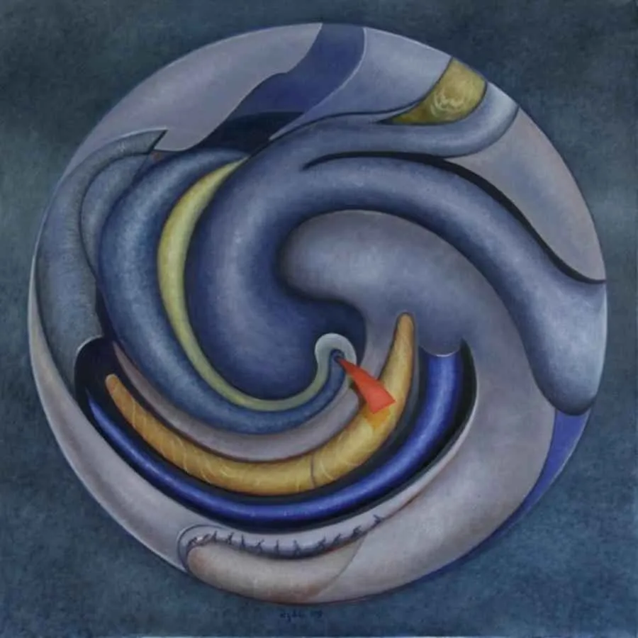 NECMETTİN ÖZLÜ — “isimsiz”, 2009 "isimsiz" eseri NECMETTİN ÖZLÜ tarafından 2009 yılında 100x100 cm ölçülerinde Tuval üzeri yağlı boya tekniği ile yapılmıştır.