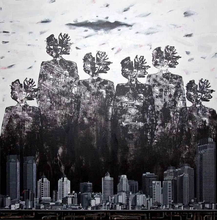 yakınlaştır "Hades Serisinden" eseri SEYDİ MURAT KOÇ tarafından 2010 yılında 100x100 cm ölçülerinde Tuval üzeri karışık teknik tekniği ile yapılmıştır.