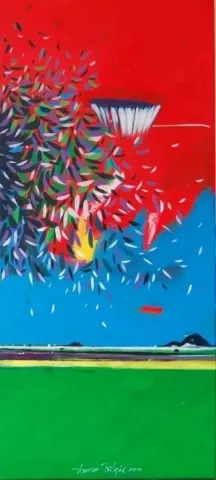 "isimsiz" eseri TAMER BİLGİÇ tarafından 2010 yılında 80x40 cm ölçülerinde Tuval üzeri akrilik boya tekniği ile yapılmıştır.