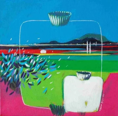TAMER BİLGİÇ — “isimsiz”, 2009 "isimsiz" eseri TAMER BİLGİÇ tarafından 2009 yılında 30x30 cm ölçülerinde Tuval üzeri akrilik boya tekniği ile yapılmıştır.