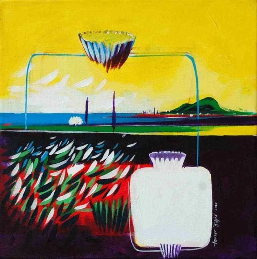 "isimsiz" eseri TAMER BİLGİÇ tarafından 2009 yılında 30x30 cm ölçülerinde Tuval üzeri akrilik boya tekniği ile yapılmıştır.