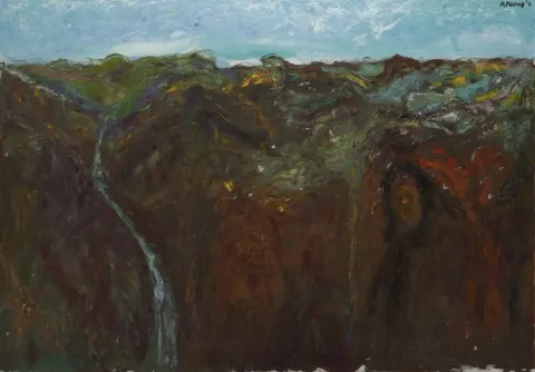 AHMET MEREY — “Andlarda Altiplateau”, 2011 "Andlarda Altiplateau" eseri AHMET MEREY tarafından 2011 yılında 170x240 cm ölçülerinde Tuval üzeri yağlı boya tekniği ile yapılmıştır.