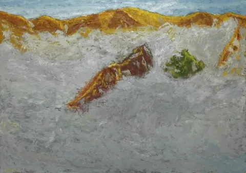 "Kaybolmuş Dağlar" eseri AHMET MEREY tarafından 2011 yılında 170x240 cm ölçülerinde Tuval üzeri yağlı boya tekniği ile yapılmıştır.