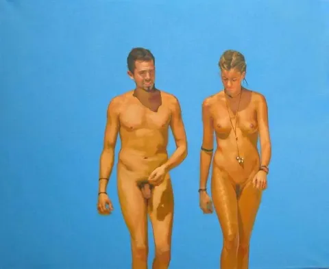 "çiftler dizisi 3" eseri ALİ ÖZHAN GÜNEŞ tarafından 2010 yılında 180x220 cm ölçülerinde Tuval üzeri yağlı boya tekniği ile yapılmıştır.