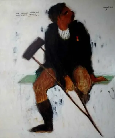 "isimsiz" eseri CENGİZ SAVAŞ tarafından 2009 yılında 190x160 cm ölçülerinde Tuval üzeri yağlı boya tekniği ile yapılmıştır.