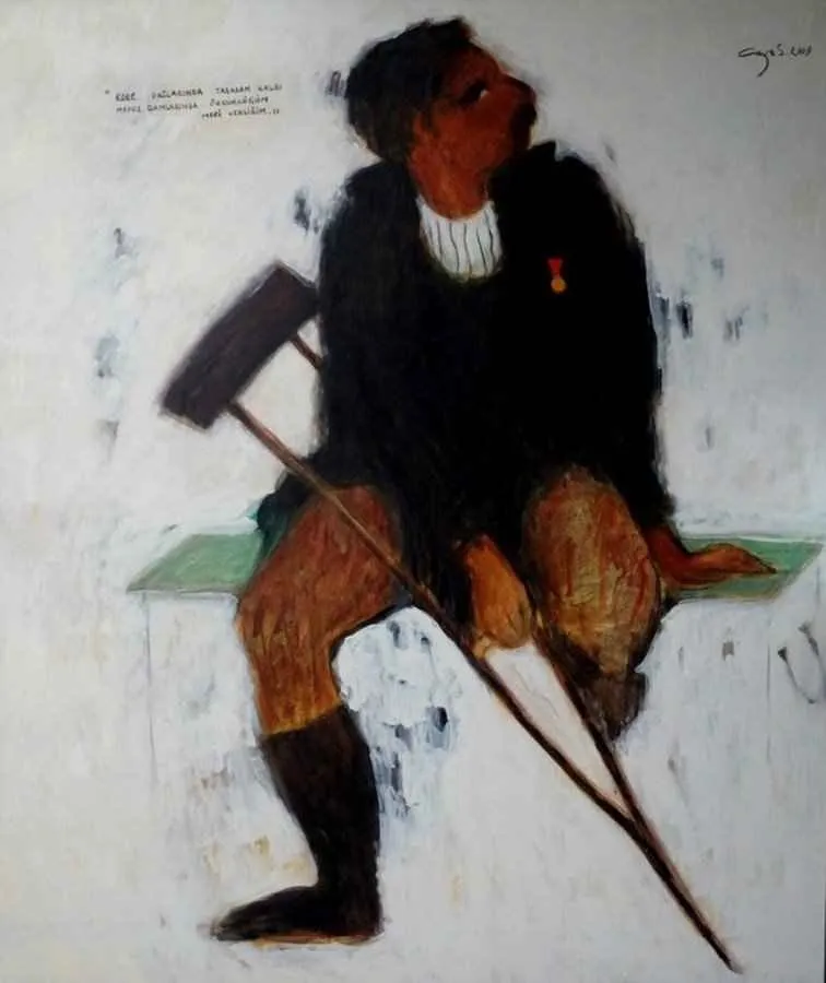 "isimsiz" eseri CENGİZ SAVAŞ tarafından 2009 yılında 190x160 cm ölçülerinde Tuval üzeri yağlı boya tekniği ile yapılmıştır.