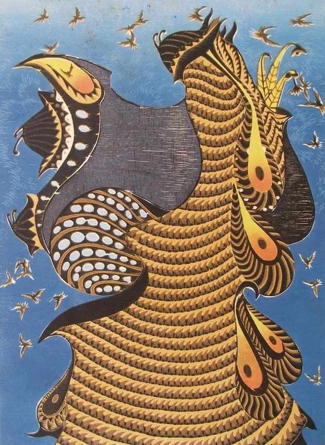 yakınlaştır "Lal Olsun Dillerin II" eseri HASAN KIRAN tarafından 2011 yılında 81x59.5 cm ölçülerinde Ağaç Baskı tekniği ile yapılmıştır.