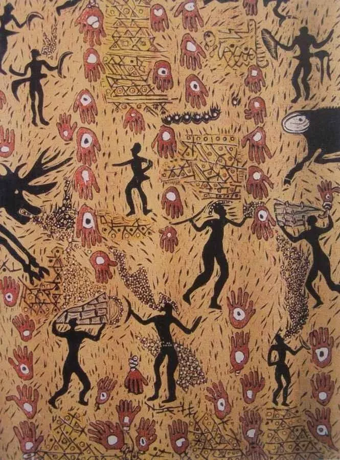 yakınlaştır "Eski Yaşam" eseri HASAN KIRAN tarafından 2002 yılında 85x75 cm ölçülerinde Ağaç Baskı tekniği ile yapılmıştır.