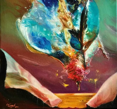 "isimsiz" eseri TURGUT AKARSU tarafından 20x20 cm ölçülerinde yapılmıştır.