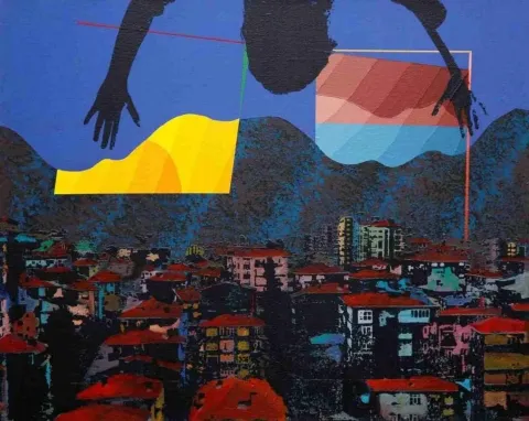 "isimsiz" eseri MEHMET ALİ DOĞAN tarafından 2010 yılında 42x52 cm ölçülerinde Tuval üzeri akrilik boya tekniği ile yapılmıştır.