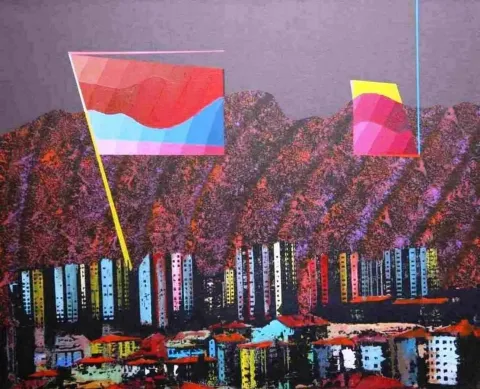"isimsiz" eseri MEHMET ALİ DOĞAN tarafından 2010 yılında 65x80 cm ölçülerinde Tuval üzeri akrilik boya tekniği ile yapılmıştır.