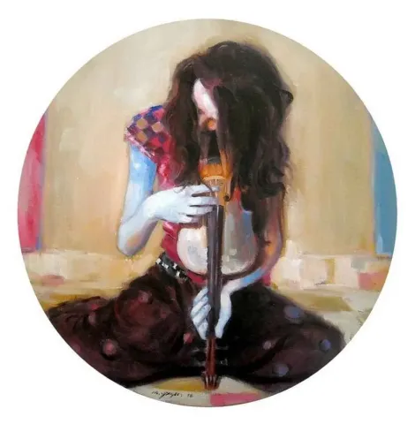 MEHMET YANGIR — “İzler”, 2010 "İzler" eseri MEHMET YANGIR tarafından 2010 yılında 40 çap cm ölçülerinde Tuval üzeri yağlı boya tekniği ile yapılmıştır.