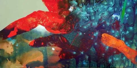 "isimsiz" eseri SEMİH KAPLAN tarafından 2011 yılında 60x120 cm ölçülerinde Tuval üzeri akrilik boya tekniği ile yapılmıştır.