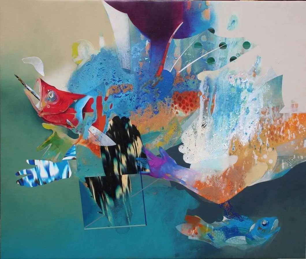 "isimsiz" eseri SEMİH KAPLAN tarafından 2011 yılında 126x148 cm ölçülerinde Tuval üzeri akrilik boya tekniği ile yapılmıştır.