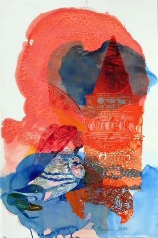 SEMİH KAPLAN — “Pinalı”, 2011 "Pinalı" eseri SEMİH KAPLAN tarafından 2011 yılında 56x40 cm ölçülerinde Kağıt üzeri sulu boya tekniği ile yapılmıştır.