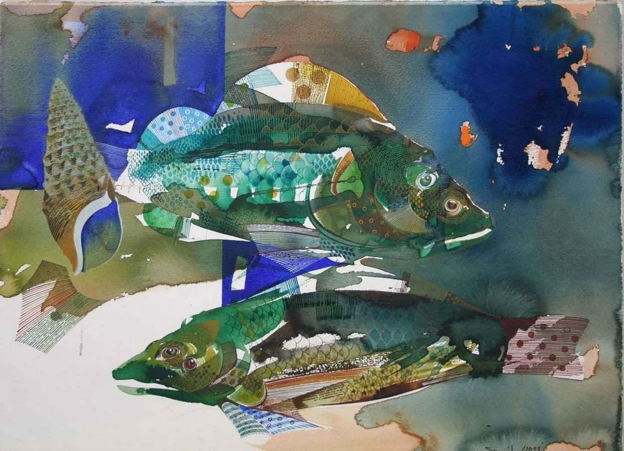 "Pinalı Kabuklu" eseri SEMİH KAPLAN tarafından 2011 yılında 56x76 cm ölçülerinde Kağıt üzeri sulu boya tekniği ile yapılmıştır.