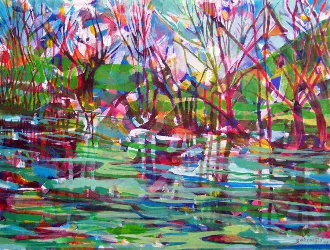yakınlaştır "Sulu manzara" eseri ZELİHA AKÇAOĞLU tarafından 2008 yılında 60x80 cm ölçülerinde Tuval üzeri akrilik boya tekniği ile yapılmıştır.