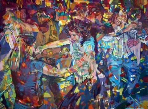 ZELİHA AKÇAOĞLU — “Çal oynasın”, 2006 "Çal oynasın" eseri ZELİHA AKÇAOĞLU tarafından 2006 yılında 120x150 cm ölçülerinde Tuval üzeri yağlı boya tekniği ile yapılmıştır.