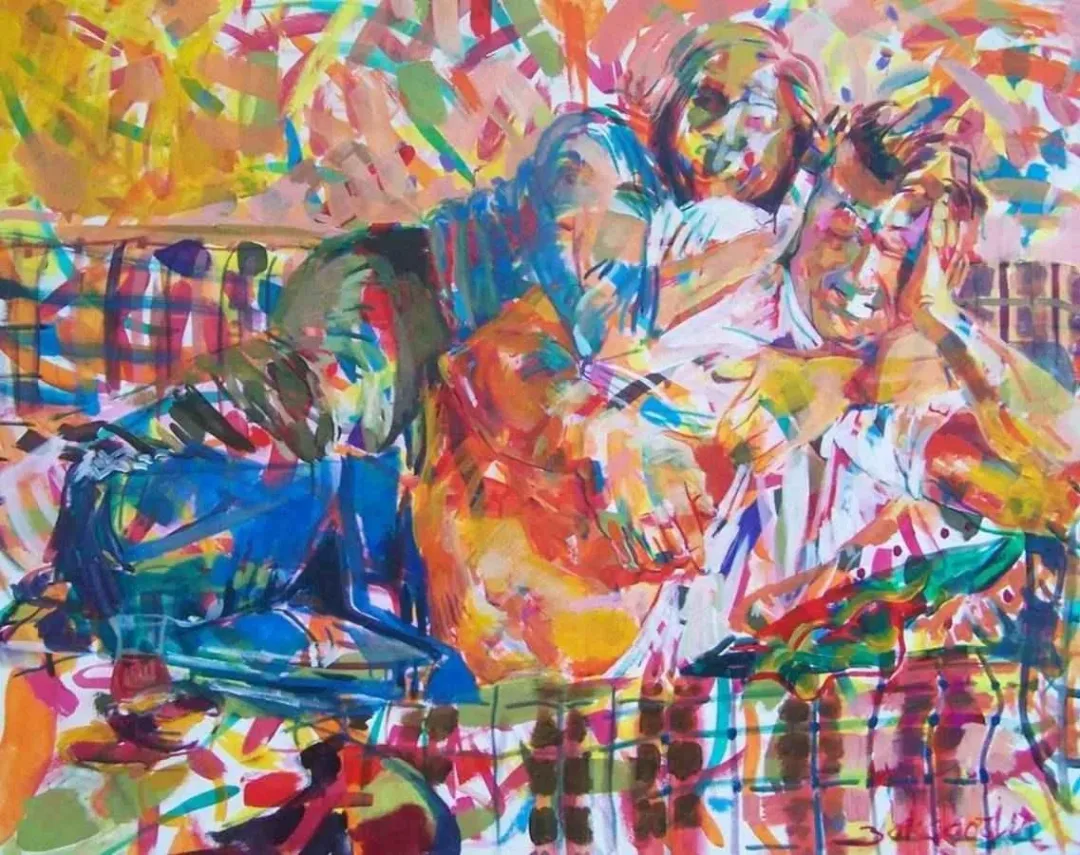 yakınlaştır "Kanepede iki kişi" eseri ZELİHA AKÇAOĞLU tarafından 2005 yılında 100x125 cm ölçülerinde Tuval üzeri akrilik boya tekniği ile yapılmıştır.