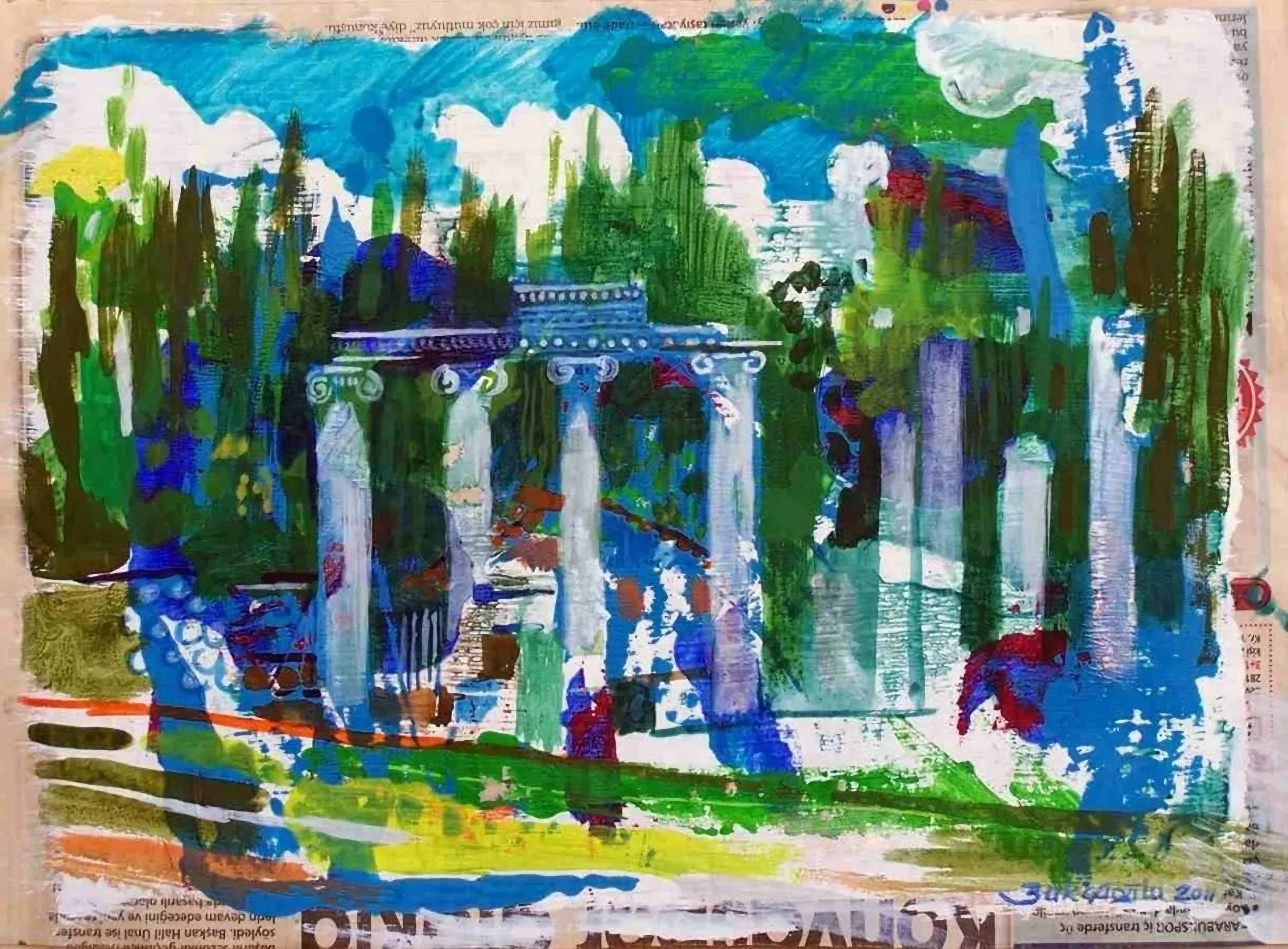 "Çavdarhisar" eseri ZELİHA AKÇAOĞLU tarafından 2011 yılında 27x39 cm ölçülerinde Kağıt üzeri akrilik boya tekniği ile yapılmıştır.