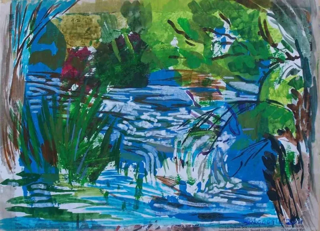yakınlaştır "Su" eseri ZELİHA AKÇAOĞLU tarafından 2011 yılında 27x39 cm ölçülerinde Kağıt üzeri akrilik boya tekniği ile yapılmıştır.