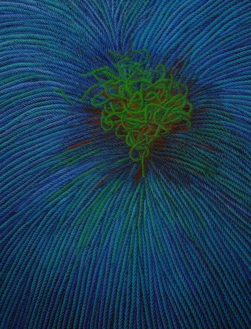 "Yeşile Gebe Mavi-I" eseri AHMET YEŞİL tarafından 2011 yılında 160x120 cm ölçülerinde Tuval üzeri yağlı boya tekniği ile yapılmıştır.