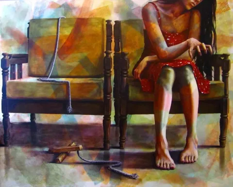 BANU KAYNAK — “İpin Ucu Kaçar VI”, 2012 "İpin Ucu Kaçar VI" eseri BANU KAYNAK tarafından 2012 yılında 160x200 cm ölçülerinde Tuval üzeri akrilik boya tekniği ile yapılmıştır.