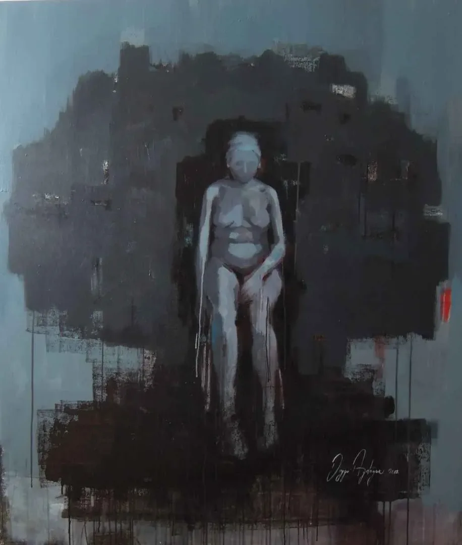 "isimsiz" eseri DUYGU AYDOĞAN tarafından 2012 yılında 120x140 cm ölçülerinde Tuval üzeri akrilik boya tekniği ile yapılmıştır.