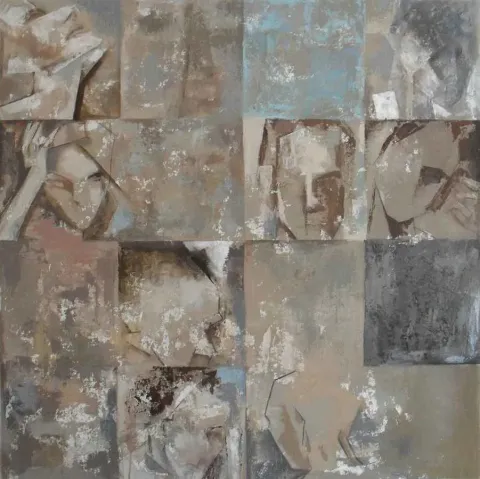 EVREN TEMEL — “Parçalar”, 2011 "Parçalar" eseri EVREN TEMEL tarafından 2011 yılında 100x100 cm ölçülerinde Tuval üzeri yağlı boya tekniği ile yapılmıştır.