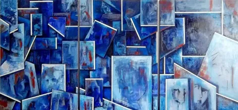 "isimsiz" eseri EVREN TEMEL tarafından 2010 yılında 100x210 cm ölçülerinde Tuval üzeri yağlı boya tekniği ile yapılmıştır.